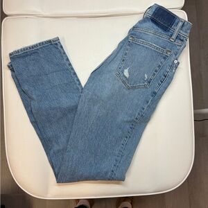 Abercrombie and fitch asymmetrical ultra high rise jeans